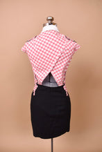 Load image into Gallery viewer, Black and Pink Gingham Rose Appliqué Mini Dress by Carven, M