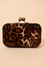 Load image into Gallery viewer, Vintage nineties ponyhair wallet is shown from the front. This wallet has a leopard print pony hair design. 
