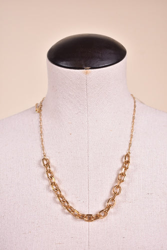 Vintage gold plated chain link necklace is shown from the front.
