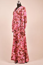 Load image into Gallery viewer, Pink Floral Puff Sleeve Hippie Maxi Dress, M
