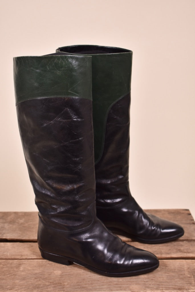 Gucci Knee-High Boots Black Leather