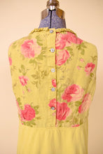 Load image into Gallery viewer, USA-made Sleeveless Chartreuse Floral Linen Midi Dress by Pictures, L
