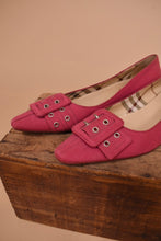 Load image into Gallery viewer, Pink Toe Buckle Designer Kitten Heels By Burberry, 38.5