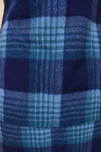 Load image into Gallery viewer, Vintage seventies blue flannel plaid skirt set is shown in close up. 
