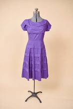 Load image into Gallery viewer, Purple 50s Cotton Dress By Brief Measure, XS