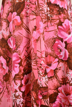 Load image into Gallery viewer, Pink Floral Puff Sleeve Hippie Maxi Dress, M
