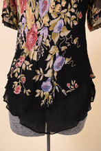 Load image into Gallery viewer, Vintage 90&#39;s double layer sheer top by Lola P is shown in close up. This top has a ruffled lettuce hem.
