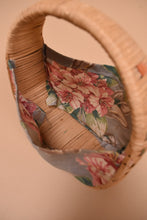 Load image into Gallery viewer, Small Floral Fabric and Rattan Handbag
