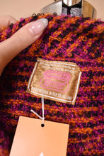 Load image into Gallery viewer, Vintage handwoven cape by Donegal Design is shown in close up. This cape is a blend of mohair and wool.