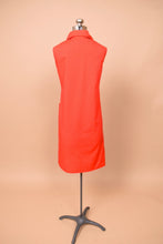 Load image into Gallery viewer, Vintage 1960's collared red dress shown from the back.