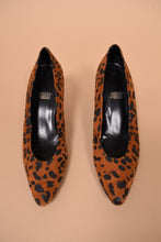 Load image into Gallery viewer, Spanish-Made Brown Suede Animal Print Heels by Allure, 9.5
