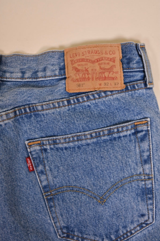 Blue 501 Distressed Jeans By Levis, 32
