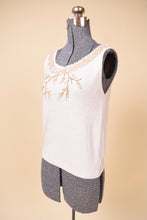Load image into Gallery viewer, Embellished white tank top is shown from the side
