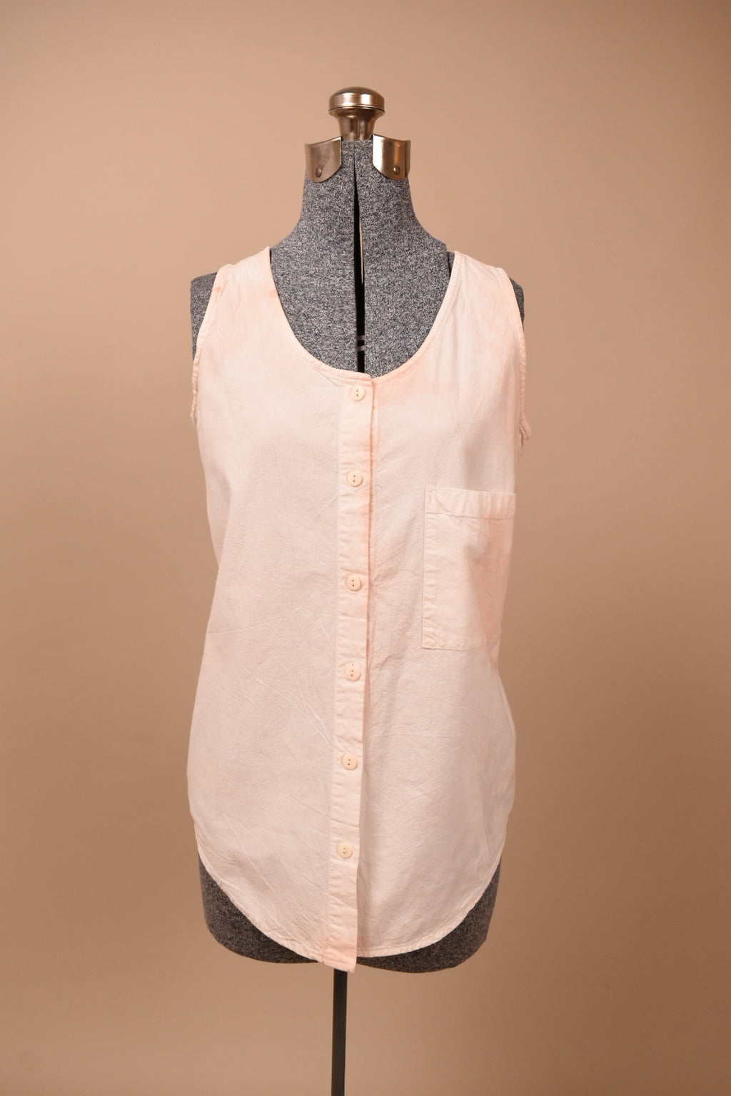 Avocado Pit Tie-Dyed Sleeveless Cotton Top from front