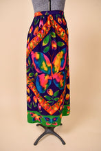 Load image into Gallery viewer, 70s Fuzzy Flannel Bright Floral Butterfly Maxi Skirt, XS
