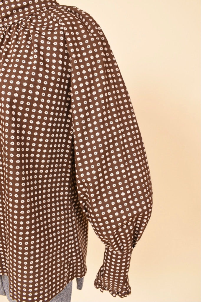 Brown 70s Does Victorian Daisy Blouse By Young Victorian by Arpeja sleeve