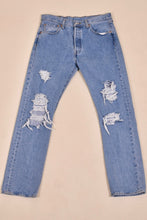 Load image into Gallery viewer, Blue 501 Distressed Jeans By Levis, 32
