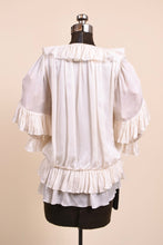 Load image into Gallery viewer, Ivory Silk Micro Pleated Ruffle Pussy Bow Blouse

