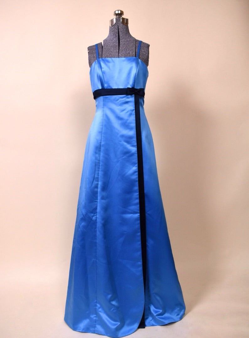 Blue Baby Blue Navy Bow & Trim Party Dress By Da Vinci, M