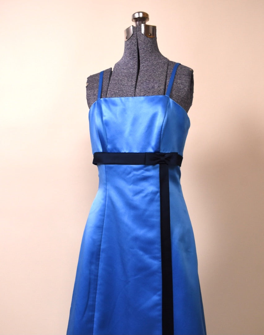 Blue Baby Blue Navy Bow & Trim Party Dress By Da Vinci, M