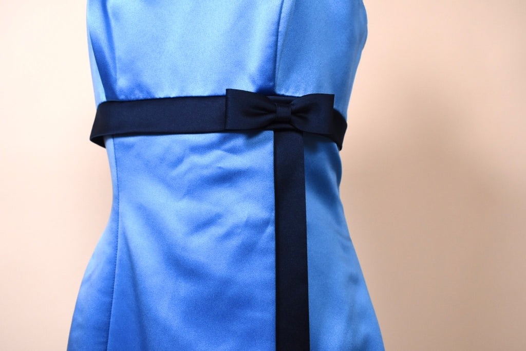 Blue Baby Blue Navy Bow & Trim Party Dress By Da Vinci, M