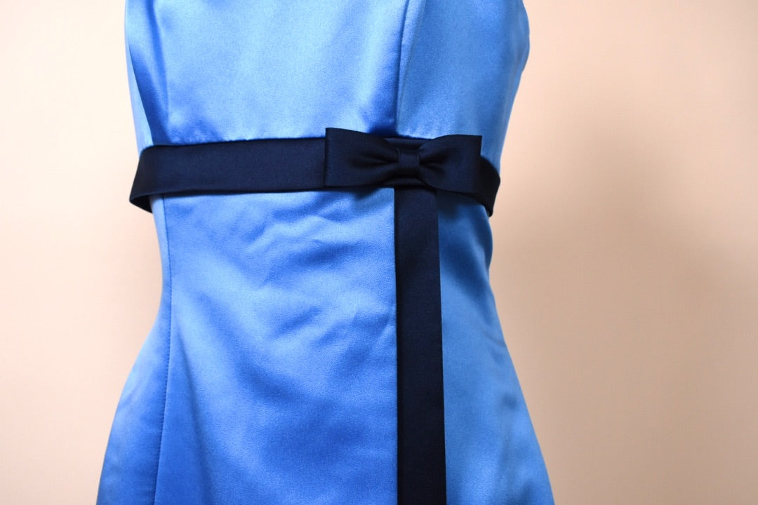 Blue Baby Blue Navy Bow & Trim Party Dress By Da Vinci, M