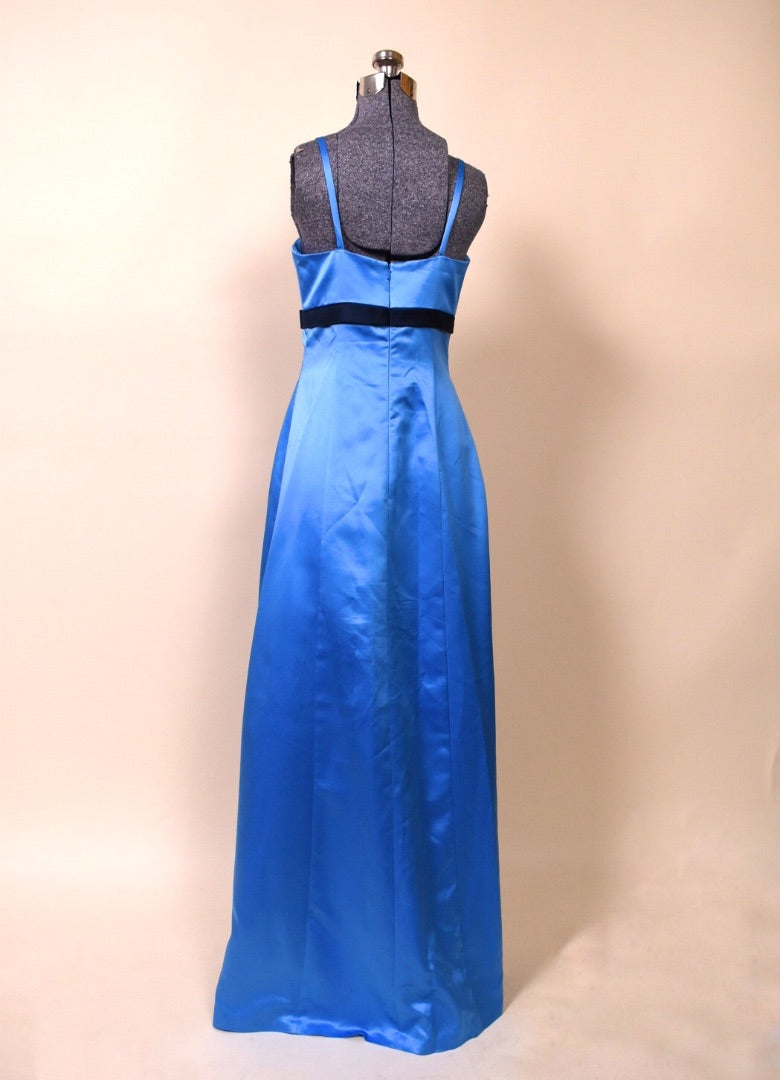 Blue Baby Blue Navy Bow & Trim Party Dress By Da Vinci, M