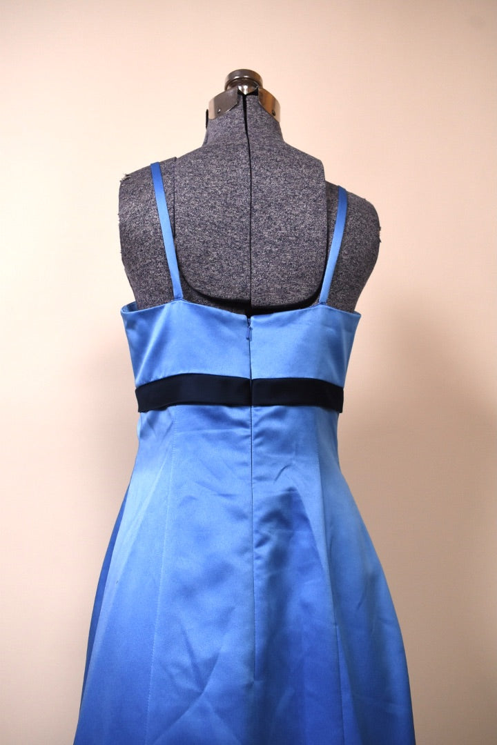 Blue Baby Blue Navy Bow & Trim Party Dress By Da Vinci, M