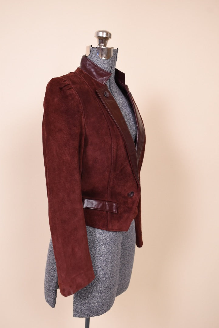 Burgundy Suede Puff Sleeve Saloon Jacket By Wilson, 6
