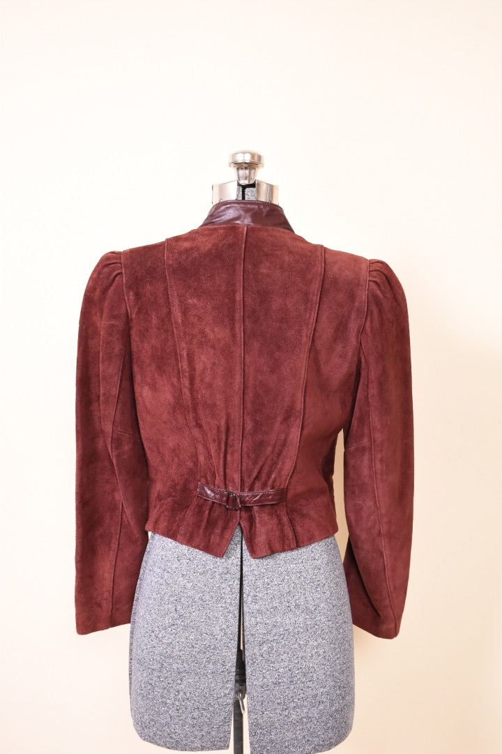 Burgundy Suede Puff Sleeve Saloon Jacket By Wilson, 6
