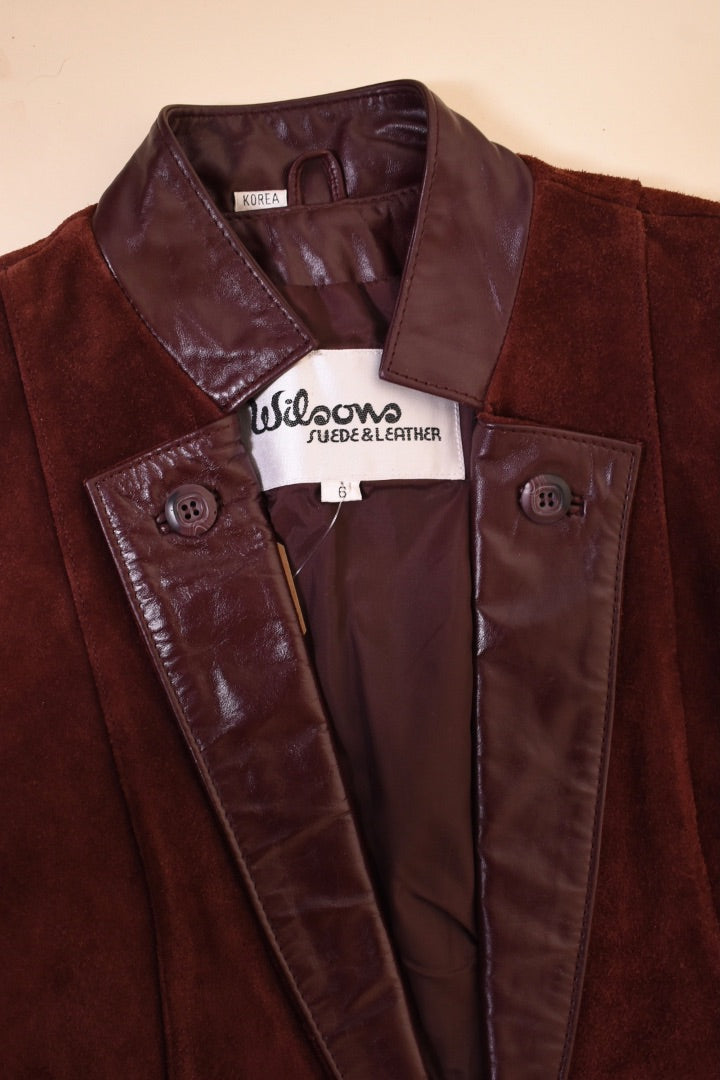 Burgundy Suede Puff Sleeve Saloon Jacket By Wilson, 6