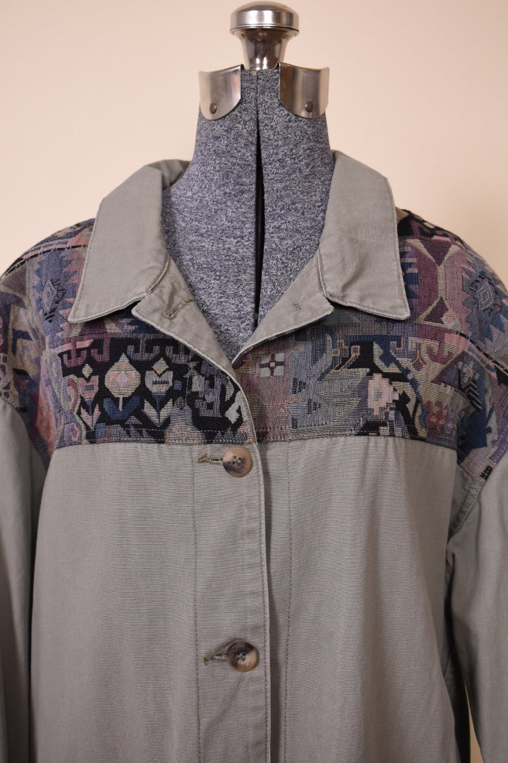 Green 90's Tapestry Barn Coat detail shot