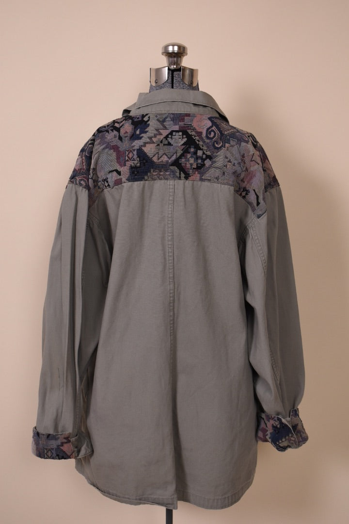 Green 90's Tapestry Barn Coat from the back
