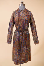 Load image into Gallery viewer, Brown Batik Patchwork Print Dress w/Coin Buttons By Peck &amp; Peck

