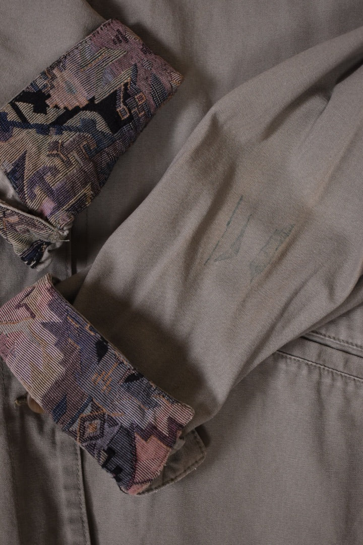 Green 90's Tapestry Barn Coat shot of the slight stain