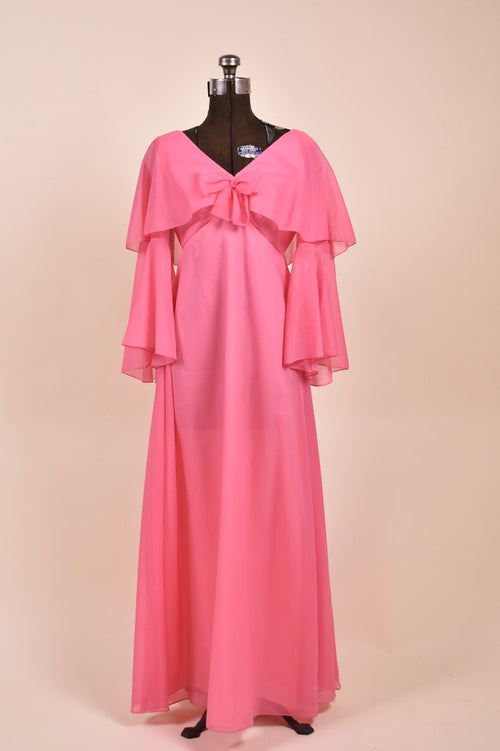 Pink Bell Sleeve Prom Queen Gown By Priscilla of Boston, M