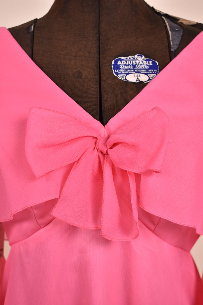 Pink Bell Sleeve Prom Queen Gown By Priscilla of Boston, M