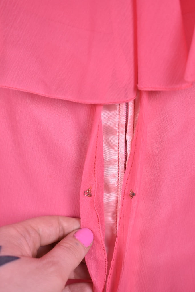 Pink Bell Sleeve Prom Queen Gown By Priscilla of Boston, M