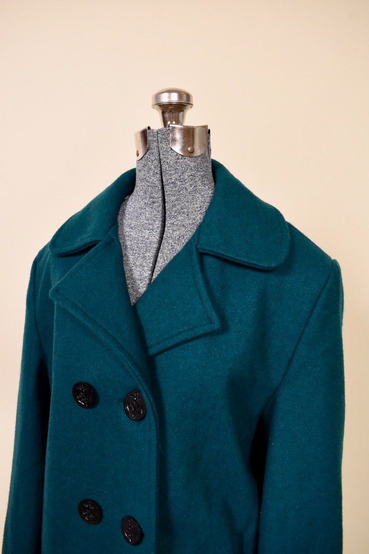 Juniper Coat — USA-made teal wool peacoat top