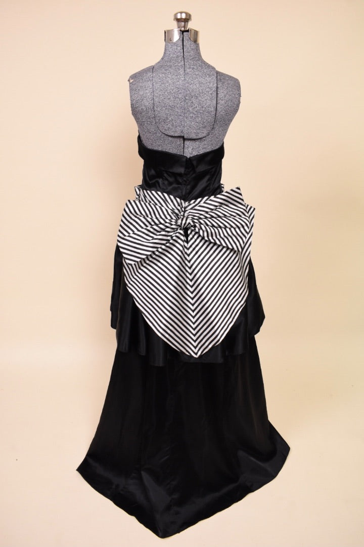 Black 80s Satin Strapless Gown: Shown from Back
