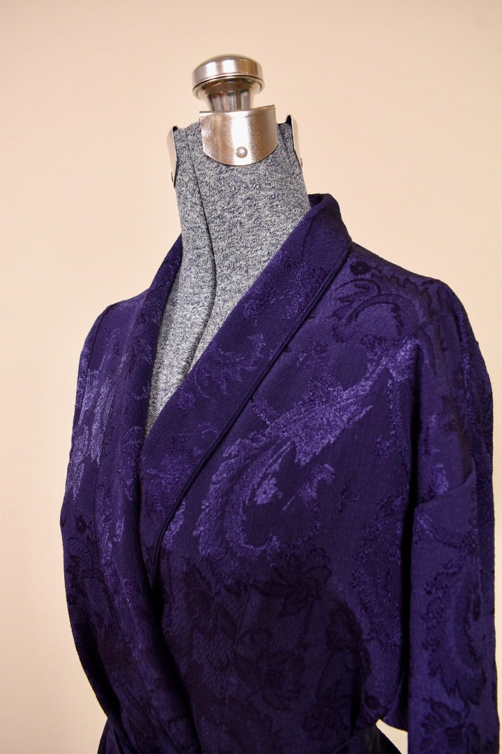 Deep Purple Damask Robe close up