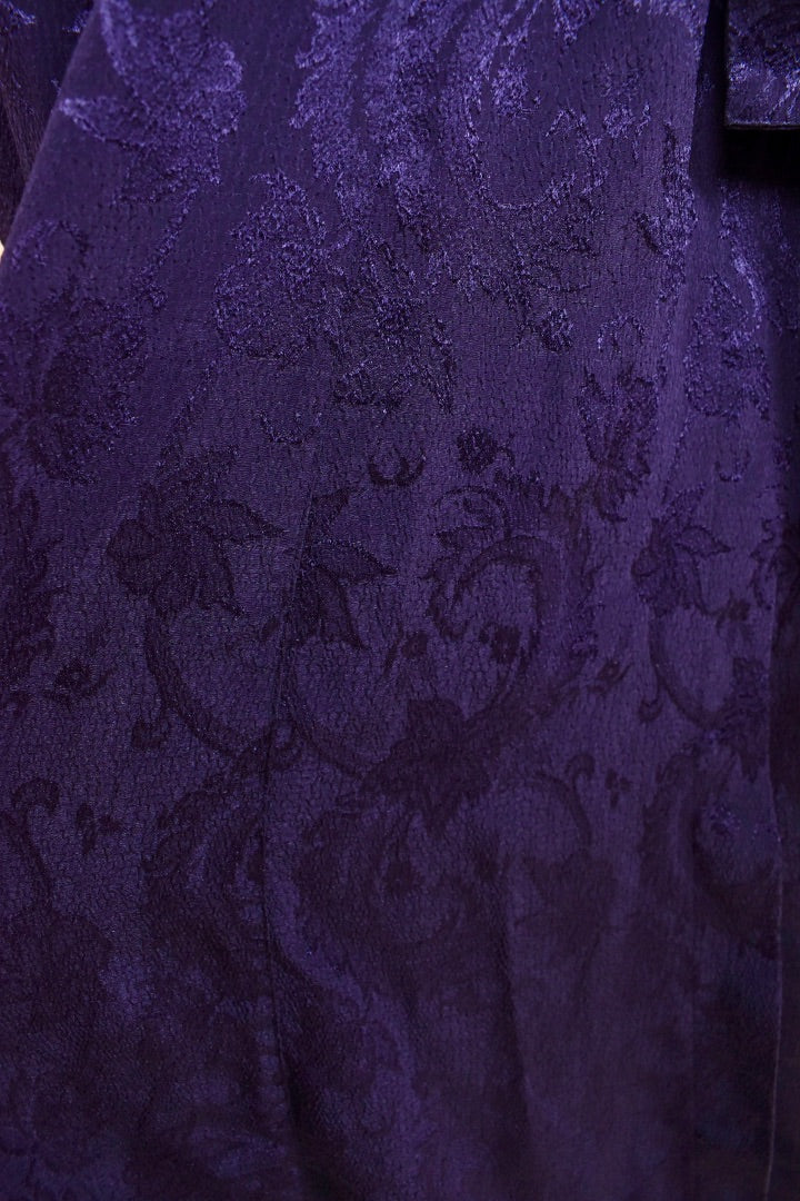 Deep Purple Damask Robe detail showing pattern