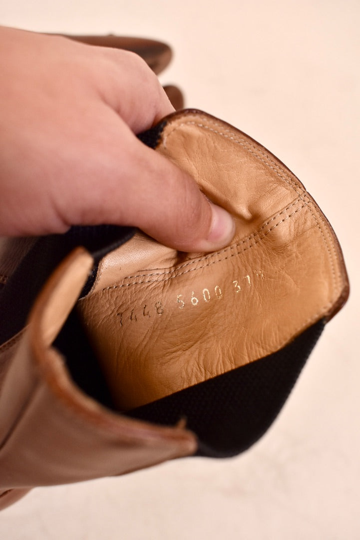 Brown Stiletto Booties By YSL, 37 1/2