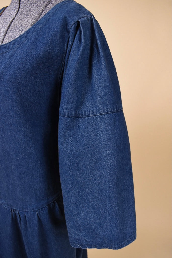 80s Union-Made Buttoned Denim Dress sleeve detail
