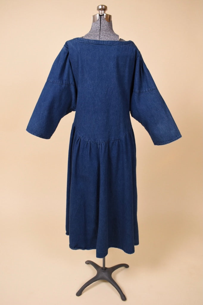 80s Union-Made Buttoned Denim Dress from back