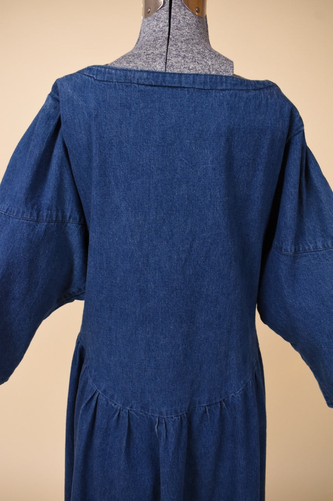 80s Union-Made Buttoned Denim Dress from back