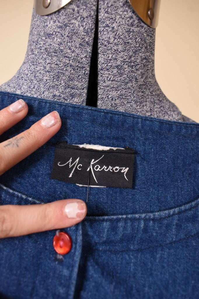 80s Union-Made Buttoned Denim Dress tag