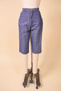 Blue 50s Long Chambray Shorts, S