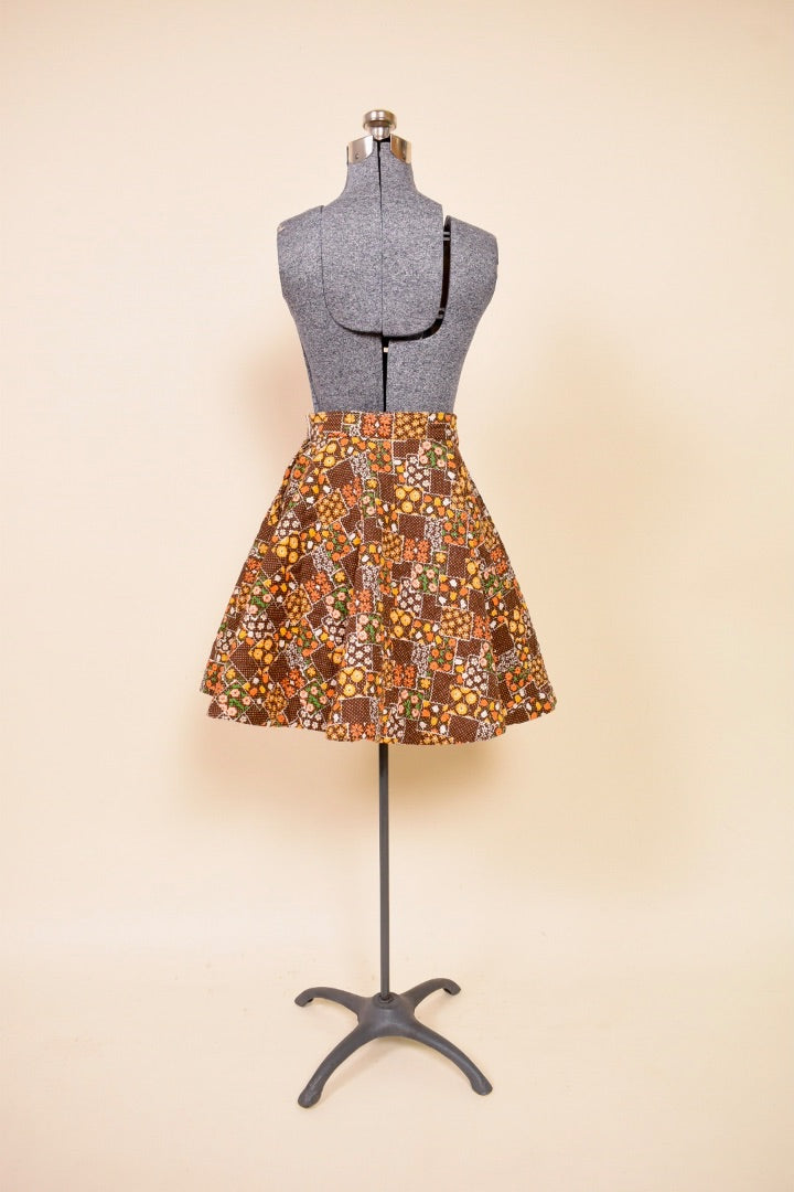 1960s Quilted Brown Circle Skirt: Shown from Back