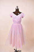 1960s Lilac Lace Prom Dress shown from front